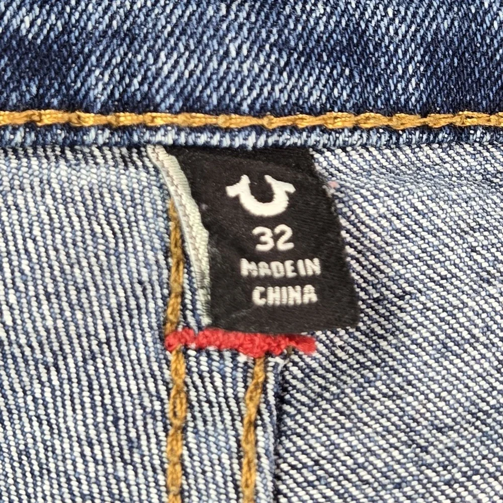 True Religion Men Jeans 32‎ Blue Denim Embroidered RICKY Relaxed Straight